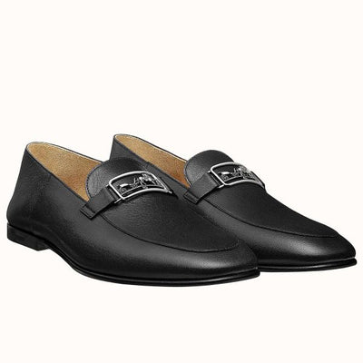 HERM Men's Tenor Loafers In Black Calfskin