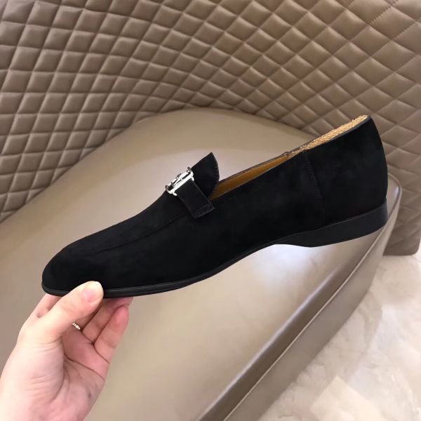 HERM Men's Tenor Loafers In Black Suede Leather