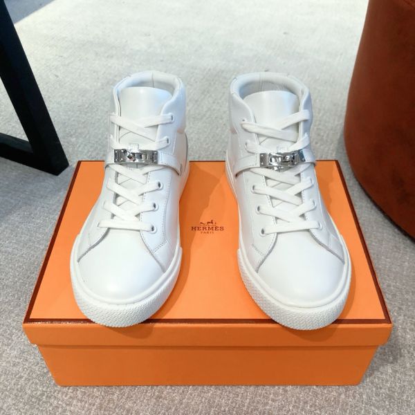 HERM Men's Daydream High-top Sneakers in White Leather