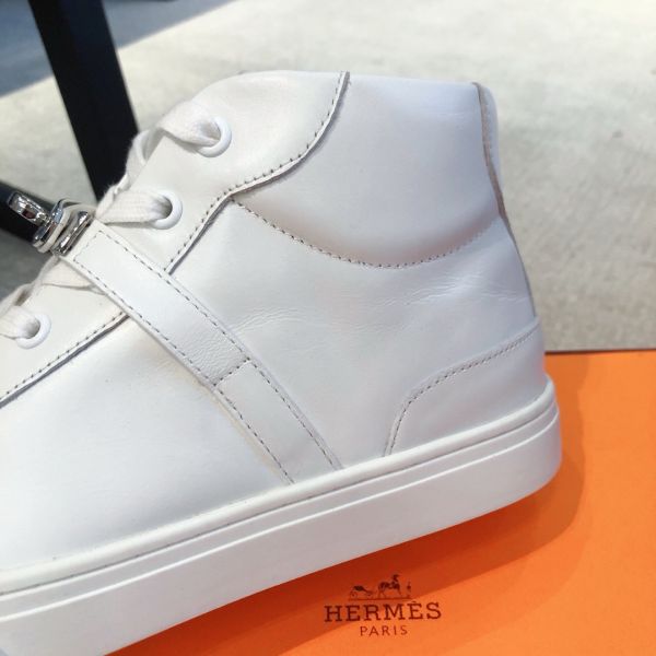 HERM Men's Daydream High-top Sneakers in White Leather