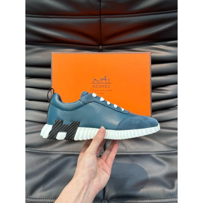 HERM Men's Bouncing Sneakers in Blue Leather