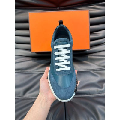HERM Men's Bouncing Sneakers in Blue Leather