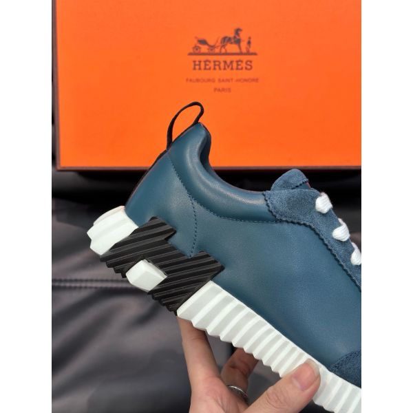 HERM Men's Bouncing Sneakers in Blue Leather