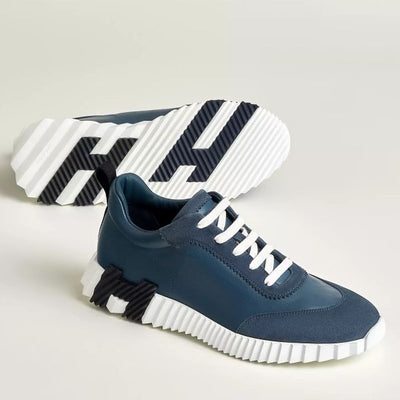 HERM Men's Bouncing Sneakers in Blue Leather