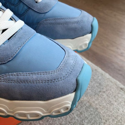HERM Men's Impulse Sneakers in Blue Fabric and Leather