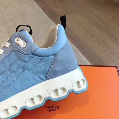 HERM Men's Impulse Sneakers in Blue Fabric and Leather