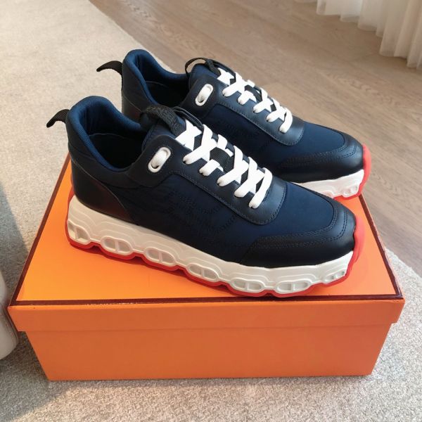 HERM Men's Impulse Sneakers in Navy Fabric and Leather