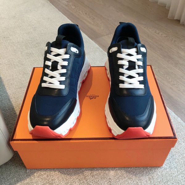 HERM Men's Impulse Sneakers in Navy Fabric and Leather