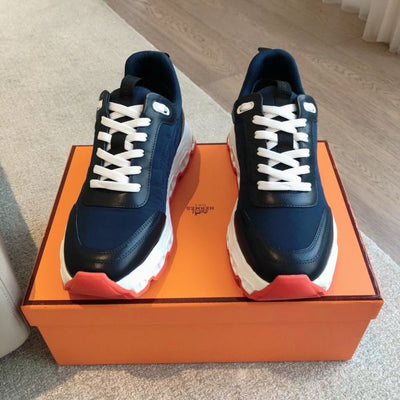 HERM Men's Impulse Sneakers in Navy Fabric and Leather