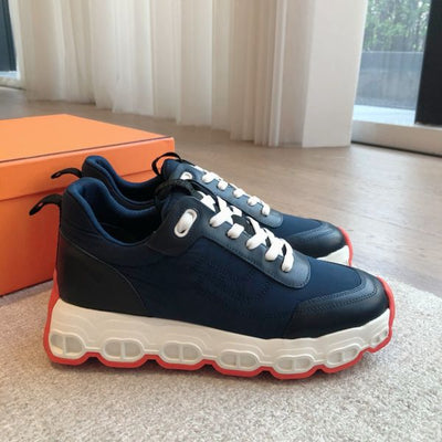 HERM Men's Impulse Sneakers in Navy Fabric and Leather