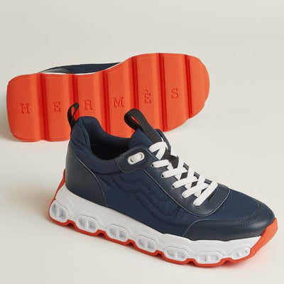HERM Men's Impulse Sneakers in Navy Fabric and Leather