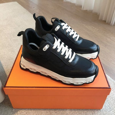 HERM Men's Impulse Sneakers in Black Fabric and Leather