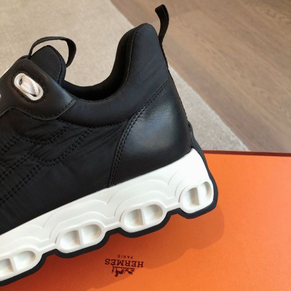 HERM Men's Impulse Sneakers in Black Fabric and Leather