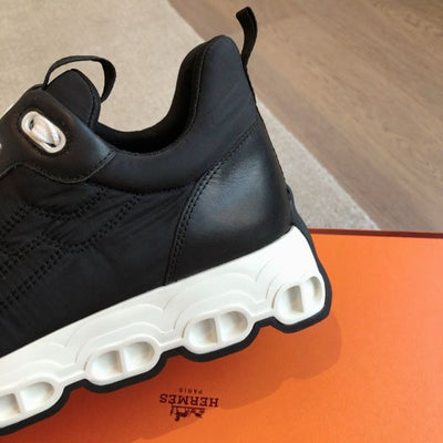 HERM Men's Impulse Sneakers in Black Fabric and Leather