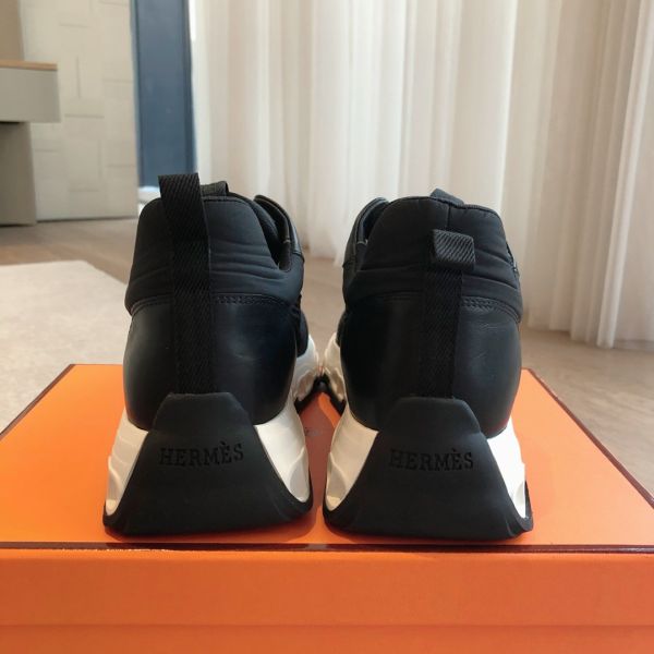 HERM Men's Impulse Sneakers in Black Fabric and Leather