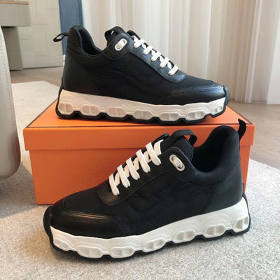 HERM Men's Impulse Sneakers in Black Fabric and Leather