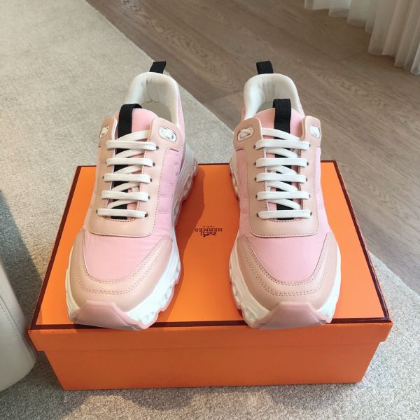 HERM Women's Impulse Sneakers in Pink Fabric and Leather