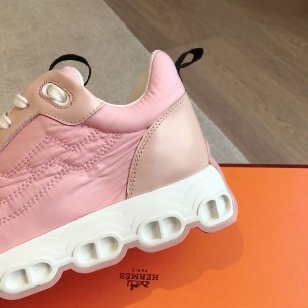 HERM Women's Impulse Sneakers in Pink Fabric and Leather