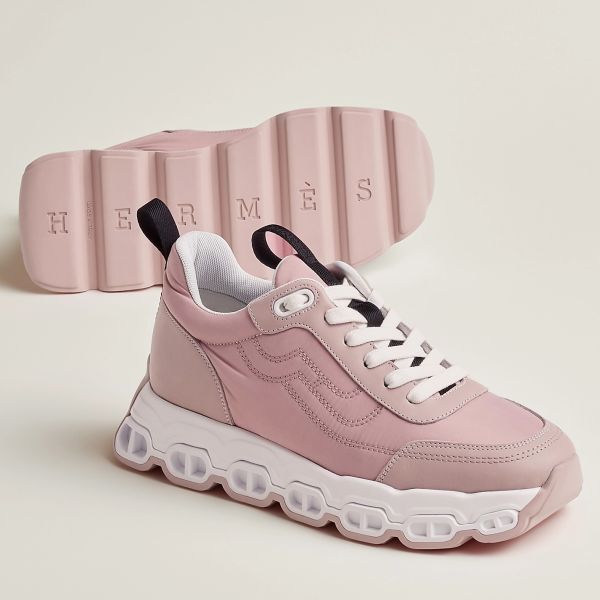 HERM Women's Impulse Sneakers in Pink Fabric and Leather