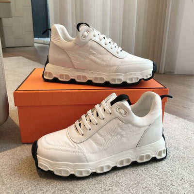 HERM Men's Impulse Sneakers in White Fabric and Leather