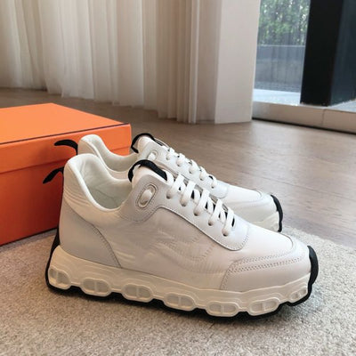 HERM Men's Impulse Sneakers in White Fabric and Leather