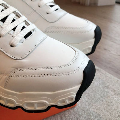 HERM Men's Impulse Sneakers in White Fabric and Leather