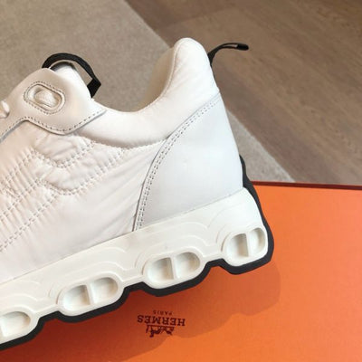 HERM Men's Impulse Sneakers in White Fabric and Leather