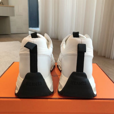 HERM Men's Impulse Sneakers in White Fabric and Leather