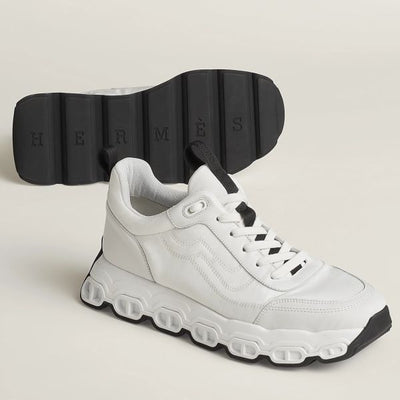 HERM Men's Impulse Sneakers in White Fabric and Leather