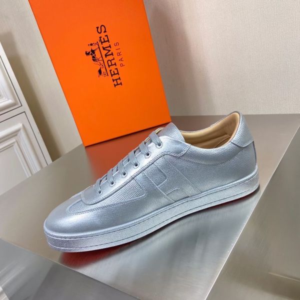 HERM Boomerang Sneakers In Silver Epsom Leather