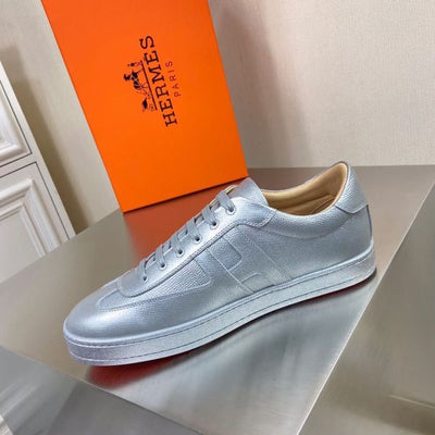 HERM Boomerang Sneakers In Silver Epsom Leather