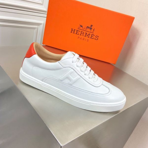 HERM Men's Quicker Sneakers In White Calfskin