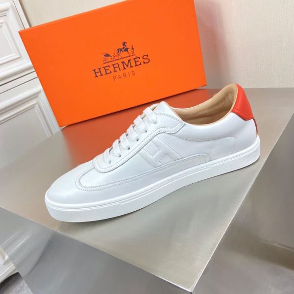 HERM Men's Quicker Sneakers In White Calfskin