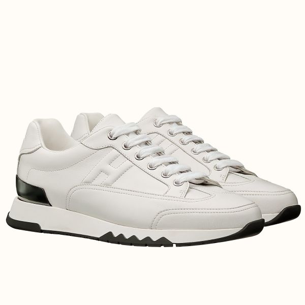 HERM Men's Trail Sneakers In White Calfskin Leather