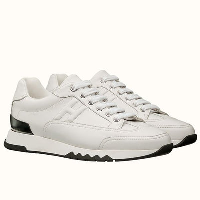 HERM Men's Trail Sneakers In White Calfskin Leather
