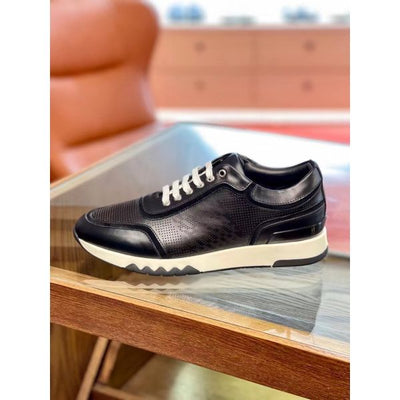 HERM Men's C-Addict Sneakers In Black Perforated calfskin