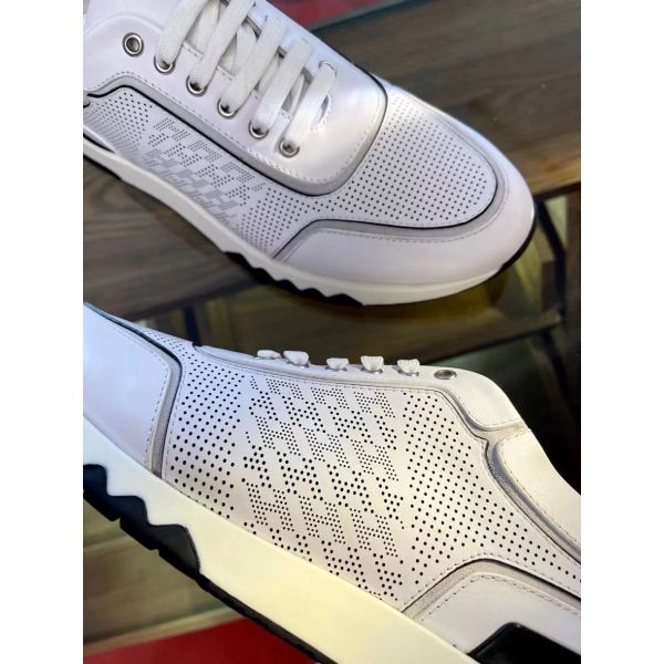 HERM Men's C-Addict Sneakers In White Perforated Calfskin