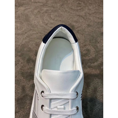 HERM Men's Avantage Sneakers In White/Blue Calfskin