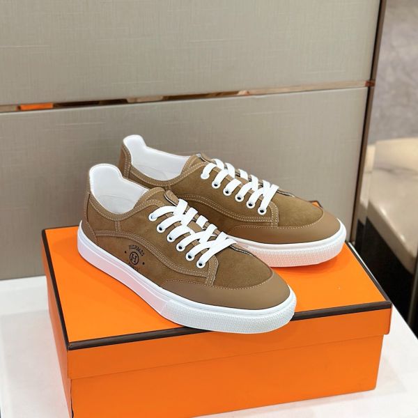 HERM Men's Get Sneakers in Beige Suede Leather