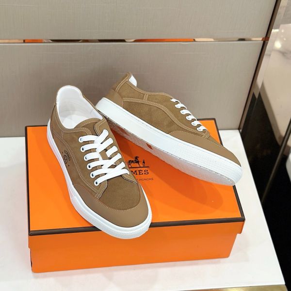 HERM Men's Get Sneakers in Beige Suede Leather