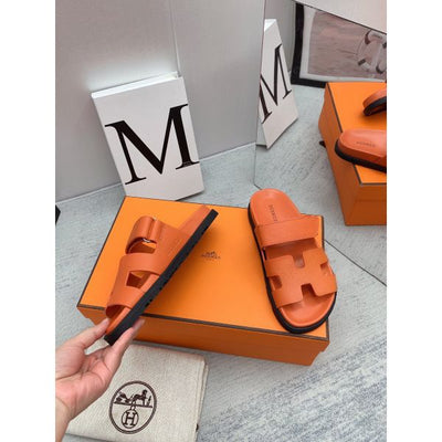 HERM Men's Chypre Sandals in Orange Epsom Calfskin
