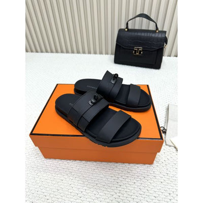 HERM Men's Jackson Sandal in Black Calfskin