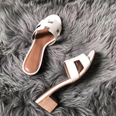 HERM Oasis Sandals In White  Epsom Leather