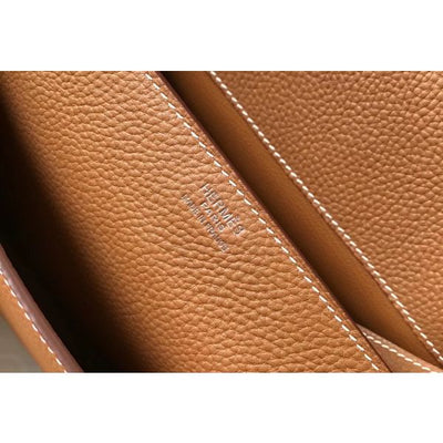 HERM Steve 35 Messenger Bag In Brown Clemence Calfskin