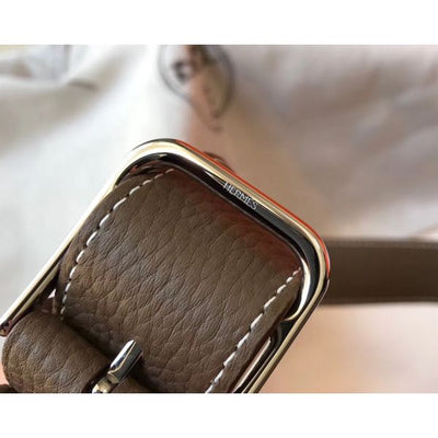 HERM Steve 35 Messenger Bag In Taupe Clemence Calfskin