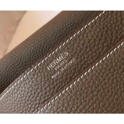 HERM Steve 35 Messenger Bag In Taupe Clemence Calfskin