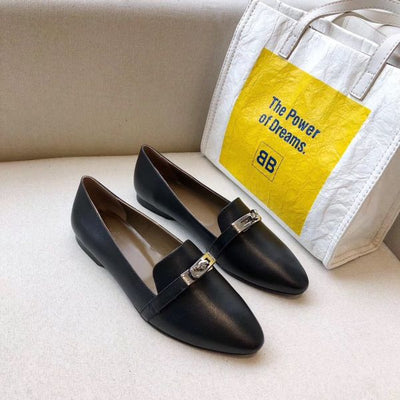 HERM Pegase Ballerina Flats In Black Leather