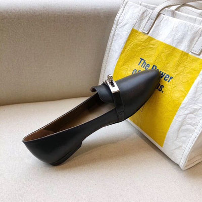 HERM Pegase Ballerina Flats In Black Leather