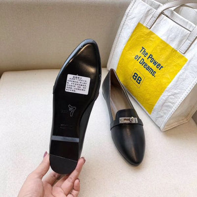 HERM Pegase Ballerina Flats In Black Leather