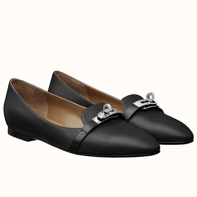 HERM Pegase Ballerina Flats In Black Leather